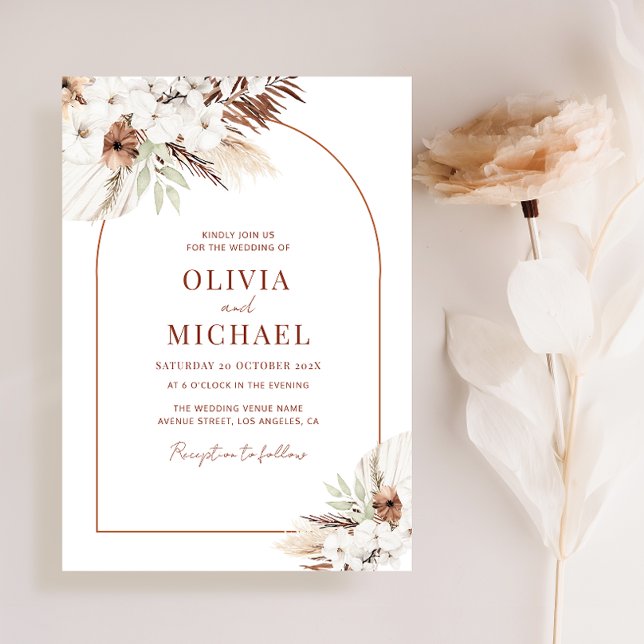 modern arch terracotta wedding invitation (Creator Uploaded)