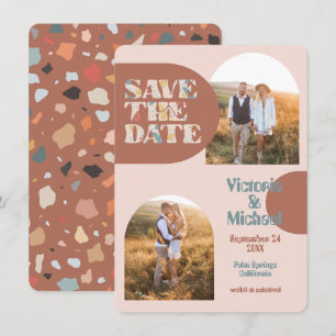 Modern Arch Terrazzo Photos Save the date Invitation