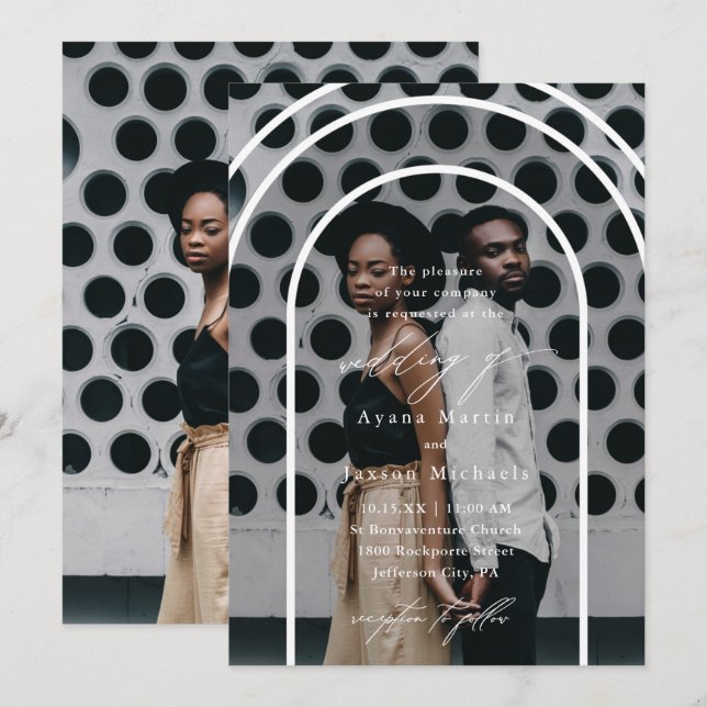 Modern Arch Two Photo Wedding Invitation (Front/Back)