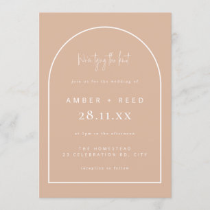 Modern Arch Tying Knot Wedding Blush Pink Script Invitation