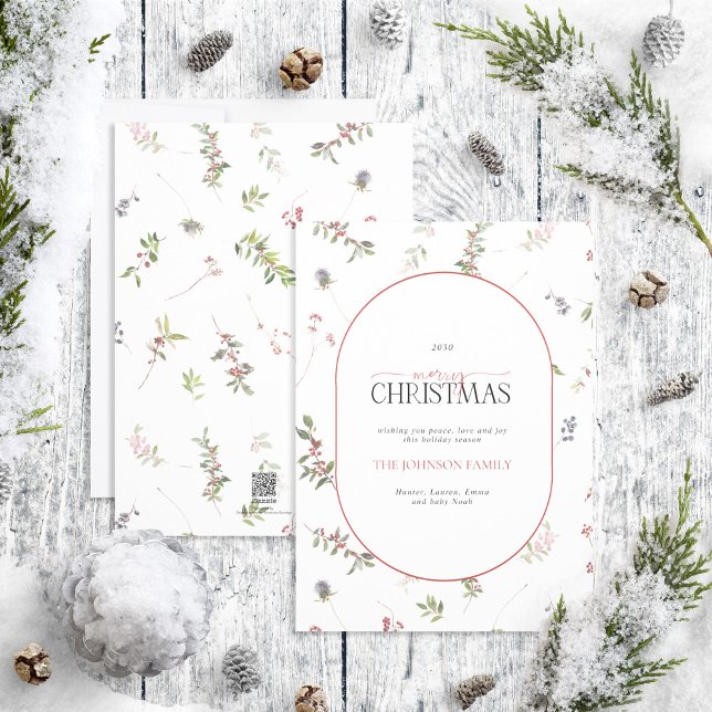 Modern Arch Warm Winter Berry Merry Christmas Holi Holiday Card (Creator Uploaded)