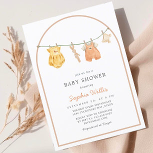 Modern Arch Watercolor Simple Clothes Baby Shower Invitation