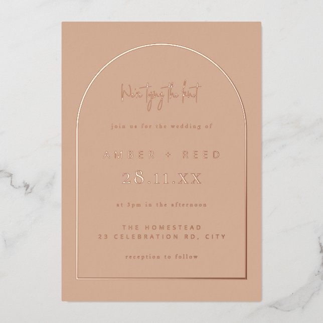 Modern Arch Wedding Blush Real Rose Gold (Front)