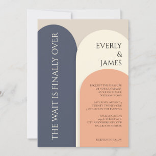  Modern Arch Wedding Invitation I Navy & Peach