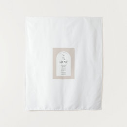 Modern Arch Wedding Menu – Minimalist Beige Floral Tapestry