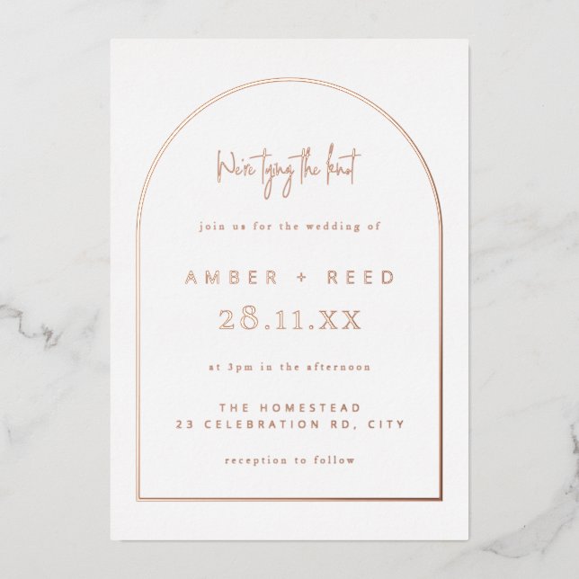 Modern Arch Wedding Real Rose Gold Foil  (Front)