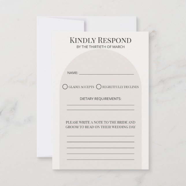 Modern Arch Wedding RSVP Card Template (Front)