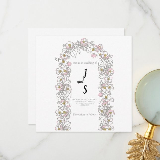 Modern Arch Wedding Thank you card (Front/Back In Situ)