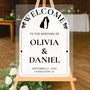 Modern Arch Wedding Welcome Layout Acrylic Sign