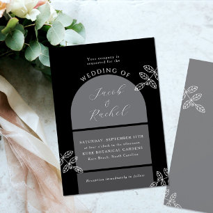 Modern Arch with Branches Elegant Wedding Invitation