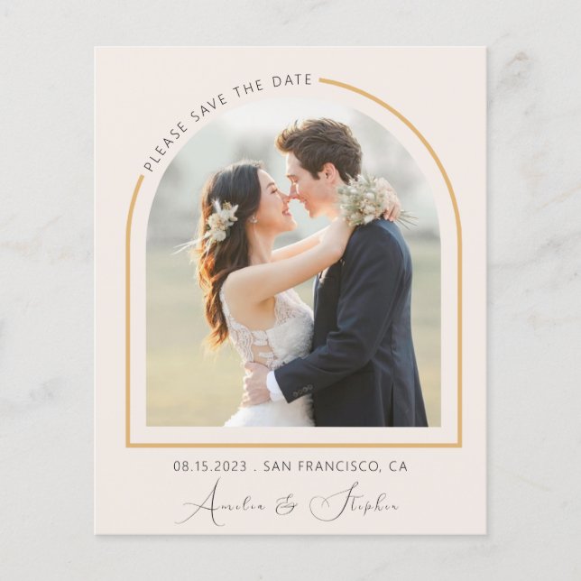 Modern Arch with Real Foil Save the Date card (Front)