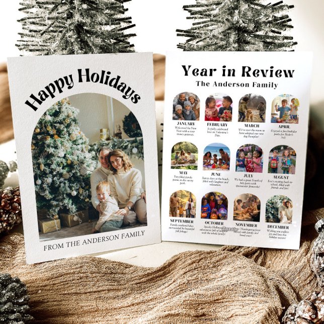 Modern Arch Year in Review Family Photo Christmas Holiday Card (Creator Uploaded)