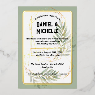 Modern Arched Black Gold Wedding Botanical Theme