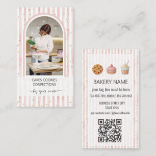 Modern arched blushPastry Chef photo Bakery Business Card