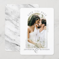 Modern Arched Photo Frame Silver Grey Marble Back