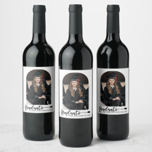 Modern Arched Photo Graduation Wine Label