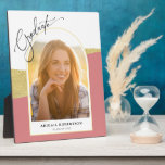 Modern Arched Photo Rose & Gold Graduation Plaque<br><div class="desc">This stunning graduation tabletop easel plaque features an arched photo and is accented with the colour rose and a faux textured gold colour. The word "graduate" appears in a modern script. This is a perfect keepsake for this years graduate.</div>