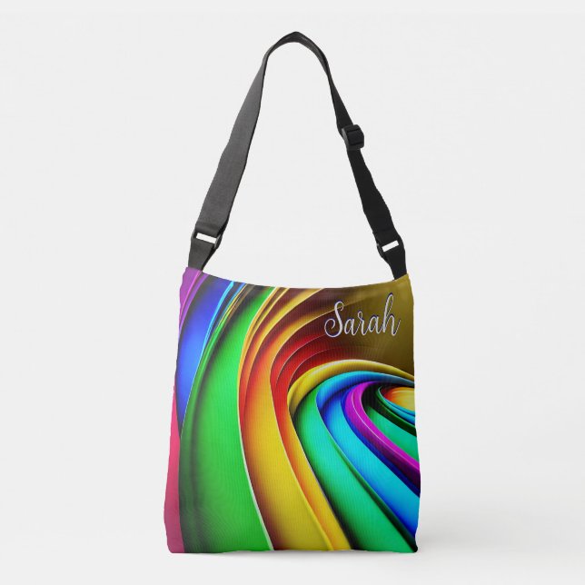 Modern Arched Rainbow Pride Monogram Crossbody Bag (Front)