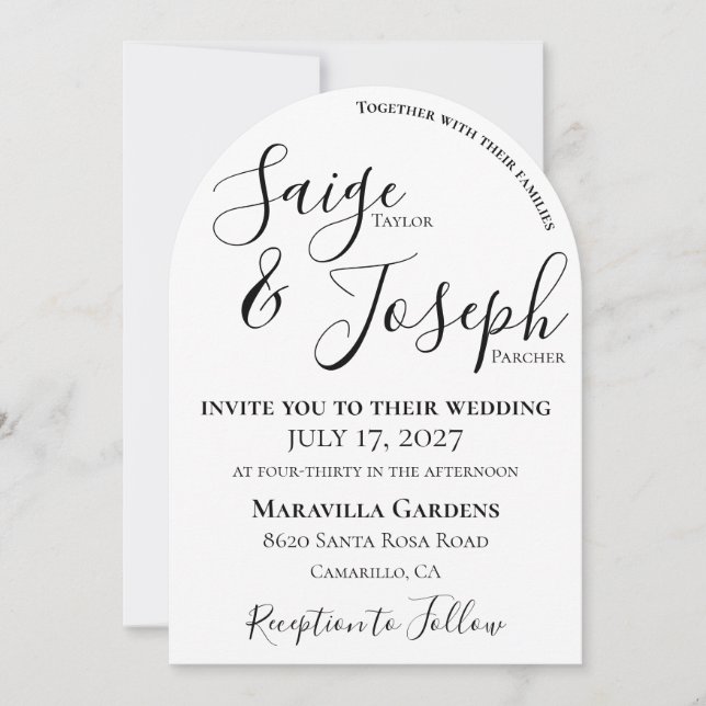 Modern Arched Wedding Invitation (Front)