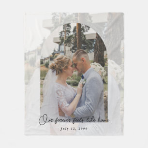Modern Arched Wedding Photo Personalized Keepsake Fleece Blanket