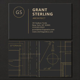 Modern Architect Black Gold Business Card