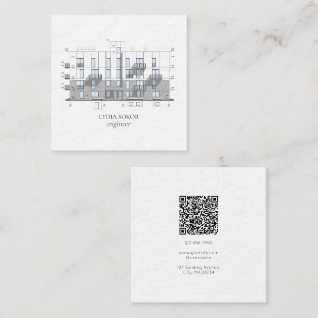 Modern Architect Blueprint Business Card (Front/Back)