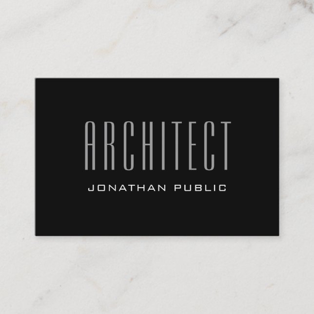 Modern Architect Elegant Luxury Plain Black Cool Business Card (Front)