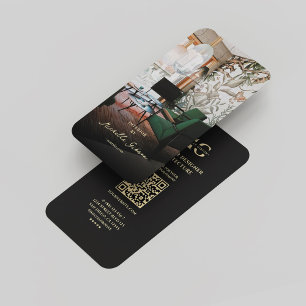 Modern Architect Interior Designer Monogram Black  Business Card