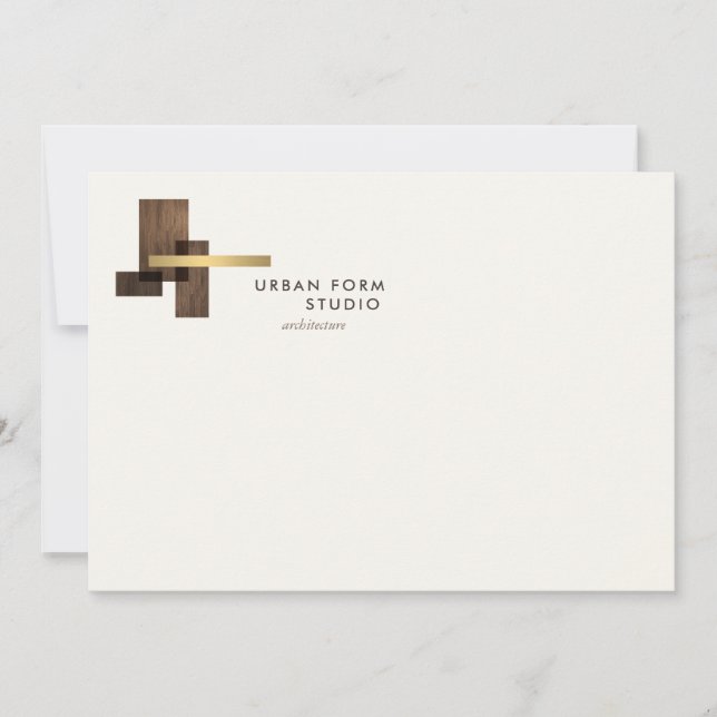 Modern Architect Logo Ivory Flat Notecard (Front)