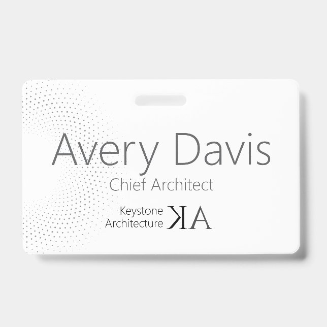 Modern Architect | Minimalist Black & White Name ID Badge (Front)