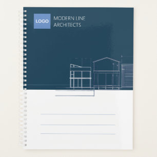 Modern Architect Navy & White Minimalist Blueprint Planner
