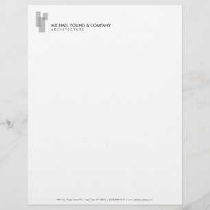 Modern Architectural Blocks Logo Grey/White Custom Letterhead