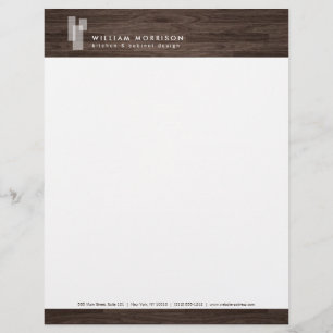 Modern Architectural Blocks Logo II on Dark Wood Customised Letterhead