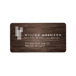 Modern Architectural Blocks Logo II on Dark Wood Label