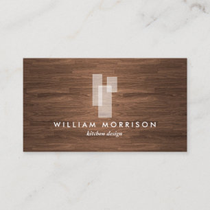 Modern Architectural Blocks Logo II on Woodgrain Business Card