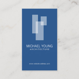 Modern Architectural Blocks Logo White/Blue Business Card