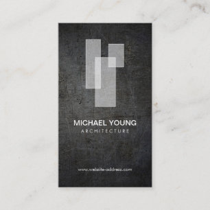 Modern Architectural Blocks Logo White/Dark Metal Business Card