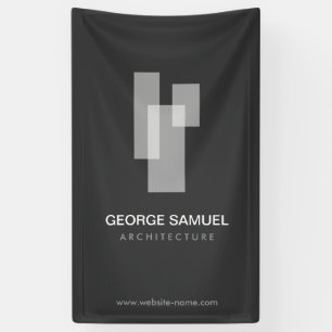 Modern Architectural Blocks Logo White/Gray Banner