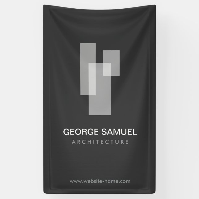 Modern Architectural Blocks Logo White/Gray  Banner (Vertical)