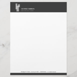 Modern Architectural Blocks Logo White/Gray  Custom Letterhead