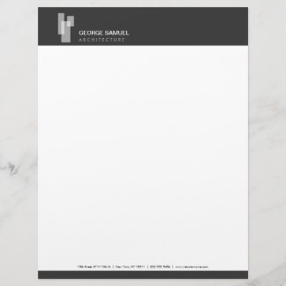 Modern Architectural Blocks Logo White/Gray Custom Letterhead
