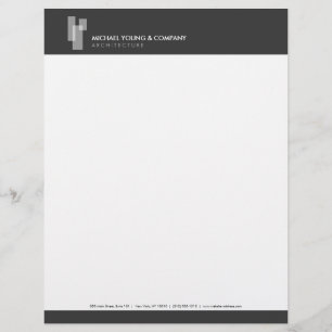 Modern Architectural Blocks Logo White/Grey Custom Letterhead