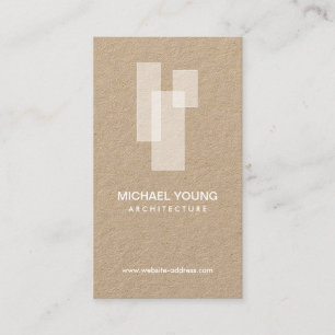 Modern Architectural Blocks Logo White/Kraft Business Card