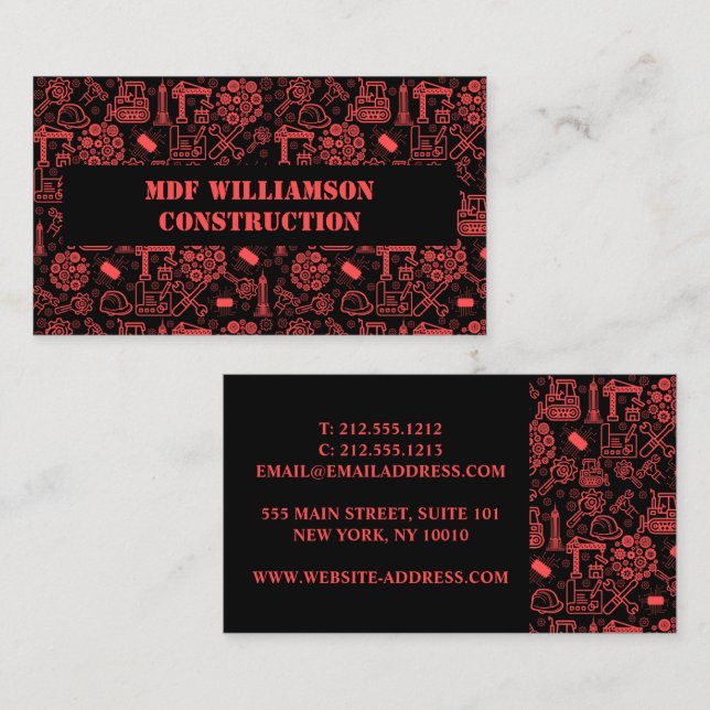 modern Architectural Blueprint Engineer Pattern Business Card (Front/Back)