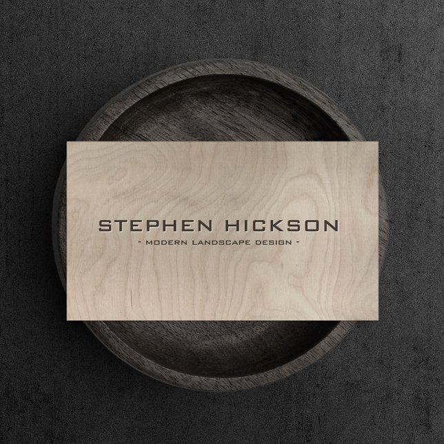 MODERN & ARCHITECTURAL CARVED TEXT on GRAY WOOD Business Card (Creator Uploaded)