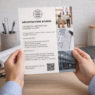 Modern Architecture Business Photo Logo QR White Flyer