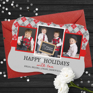 Modern Argyle Christmas Greeting Cards - 3 Photo