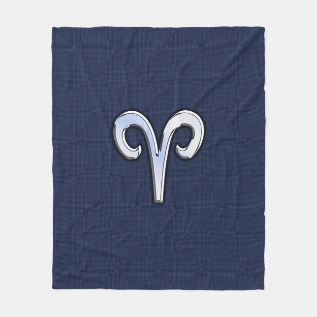Modern Aries Zodiac Sign Blue Carbon Fibre Decor Fleece Blanket (Front)