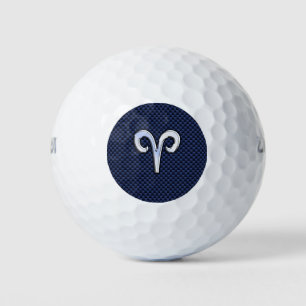 Modern Aries Zodiac Sign Blue Carbon Fibre Decor Golf Balls