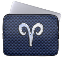 Modern Aries Zodiac Sign Blue Carbon Fibre Decor